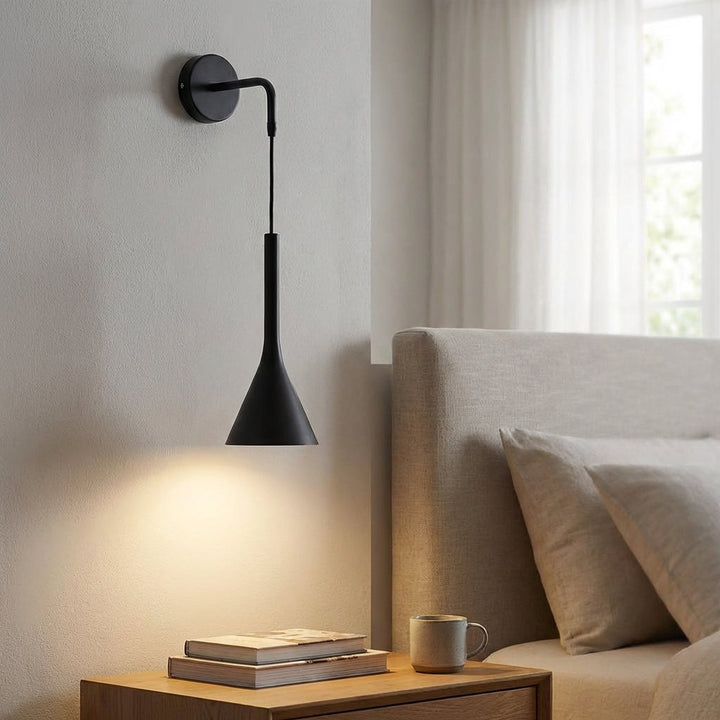 Minimalist wall-mounted pendant light, resin-aluminum, perfect for modern interior lighting, adjustable Glowren design
