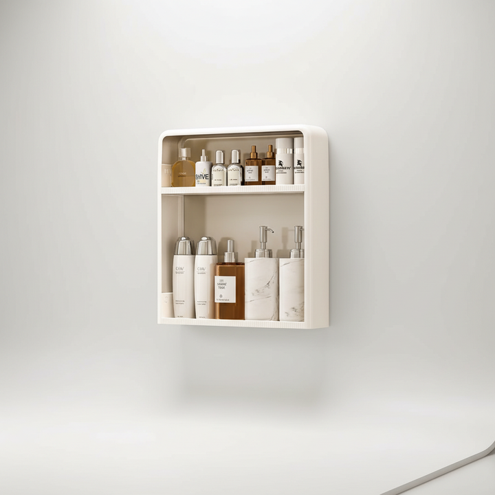 Wall-mounted bathroom storage unit, drilling-free installation, ideal for small spaces