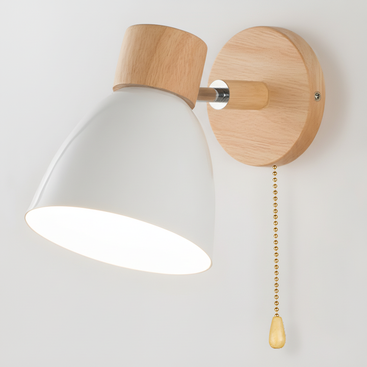 Elegant wooden wall lamp featuring a clean, minimalist design and E27 fitting