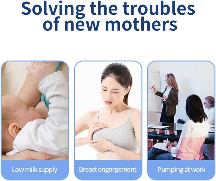 Woman wearing Mirava hands-free electric breast pump under her bra, demonstrating portability