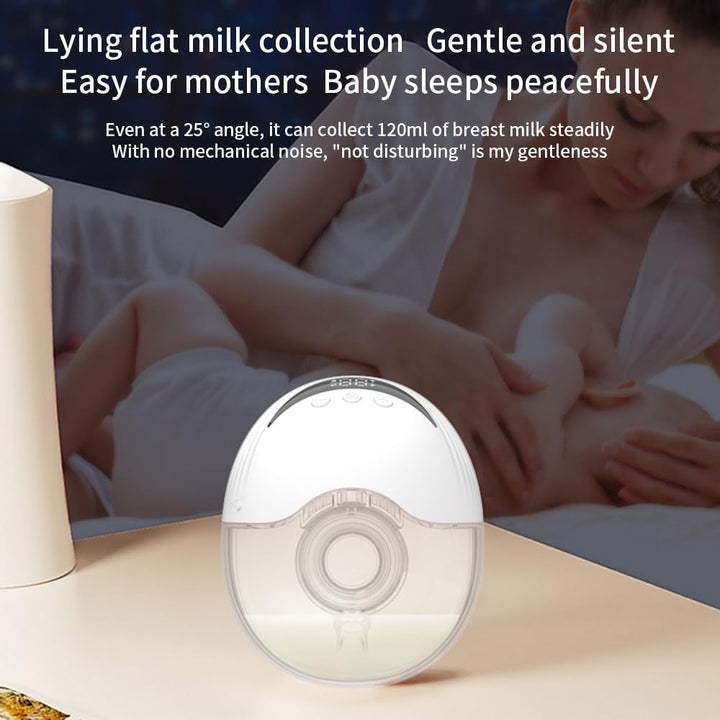 Mirava hands-free breast pump with a timer visible on its LED display for tracking sessions