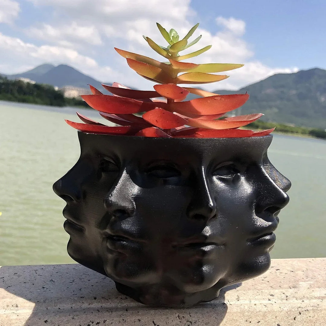 Unique 3D face planter, 'FaceBloom'. Artistic home decor & modern plant holder, perfect unique gift.