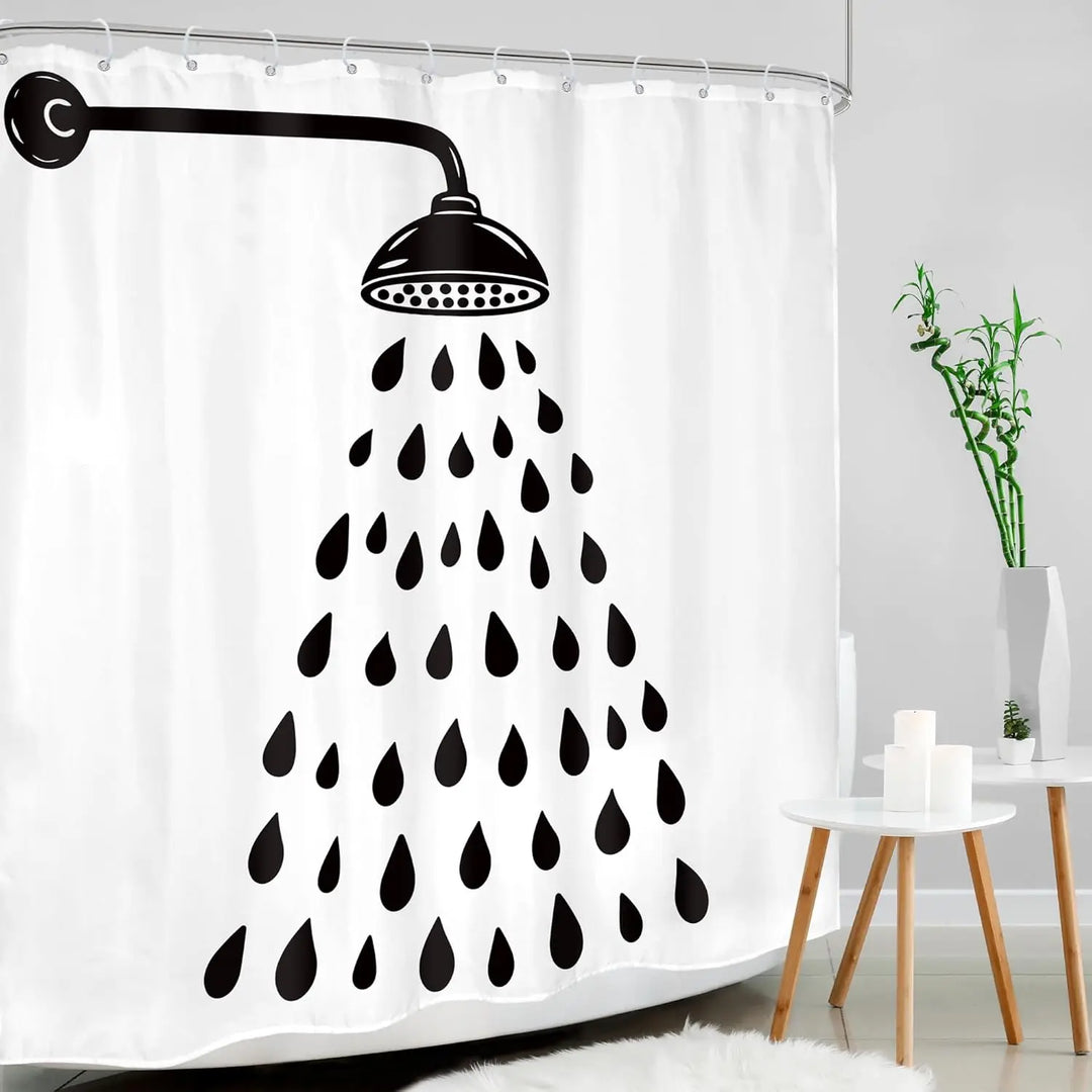Stylish polyester shower curtain featuring an abstract dot pattern, perfect for modern bathrooms