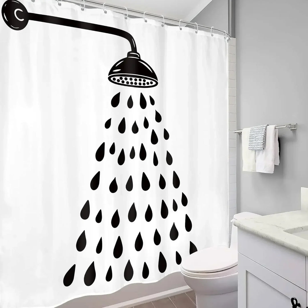 Wrinkle-resistant, waterproof shower curtain with a unique abstract dot design for bathroom decor