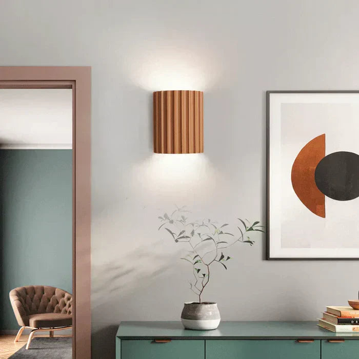 Chic wall mounted lamp, innovative resin art for ambient lighting.