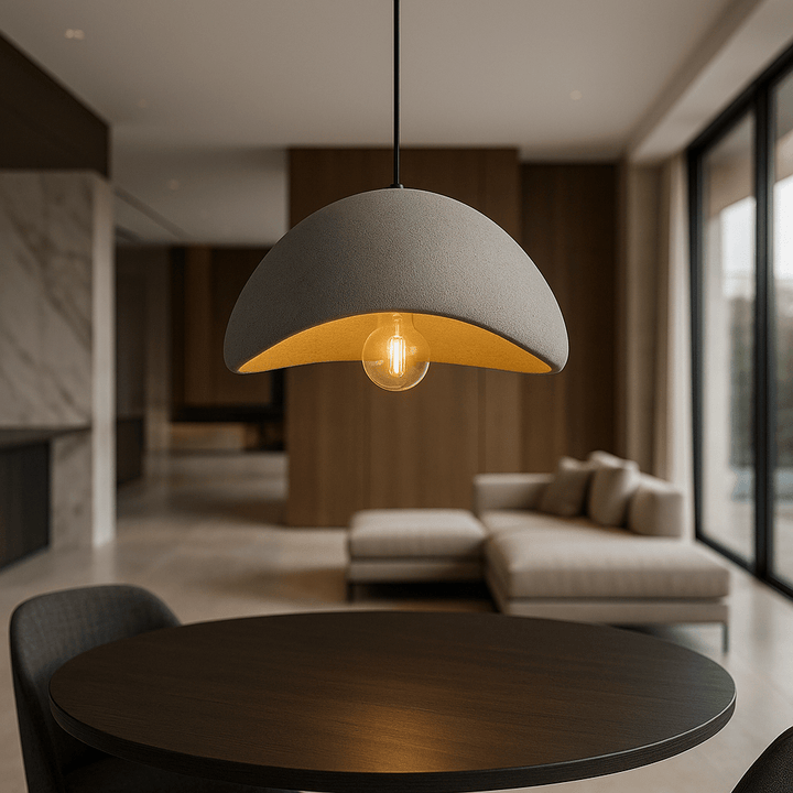 Adjustable LED pendant light, dimmable E27, modern design for inviting living room decor.
