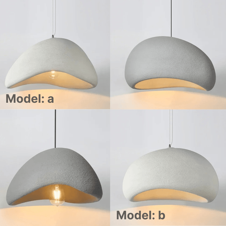 Adjustable modern LED pendant light, casts a warm glow, ideal for living spaces.