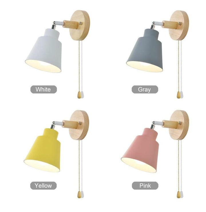 Flexible adjustable wall lamp with a pull switch, perfect for focused reading light or ambient room lighting.