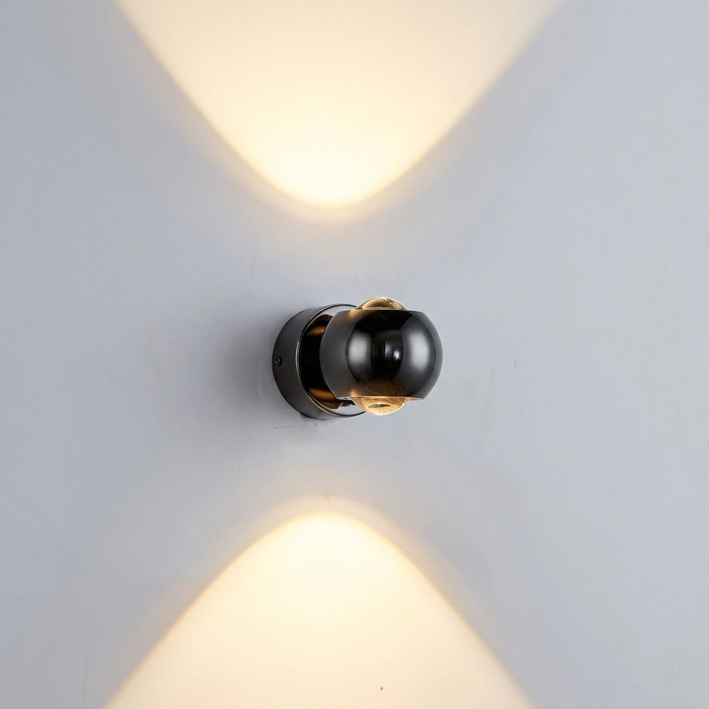 Close-up of a modern decorative wall fixture, Glintara adjustable warm LED lamp