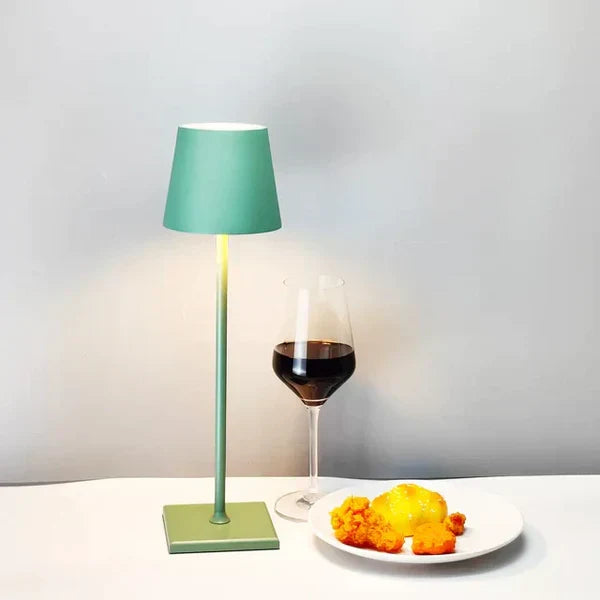 Sleek LumiNova wireless dimmable LED table lamp. Rechargeable, perfect for mood or desk lighting.