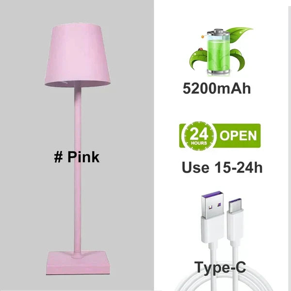 USB rechargeable portable table lamp, dimmable LED with long-lasting battery for wireless convenience.