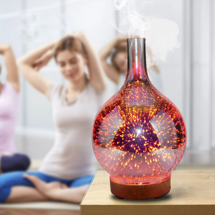 Stylish home decor aroma diffuser and humidifier with soothing color-changing LED light.