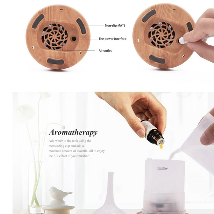 Elegant aroma diffuser featuring an ambient LED light, ideal for aromatherapy and stress reduction.