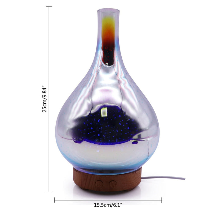 Decorative essential oil diffuser with warm LED lighting, enhancing home decor & promoting relaxation.