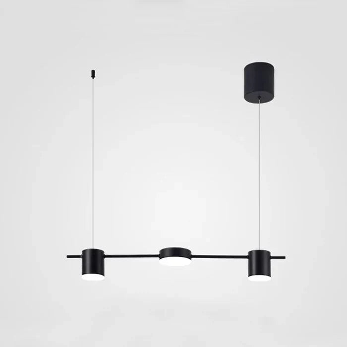 Sleek black aluminium AuraDrum pendant, LED lighting for a modern dining space.
