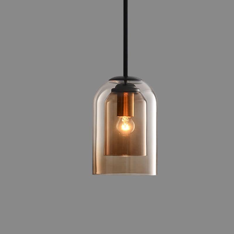 Modern double glass pendant light, a stylish AuraGlas ceiling fixture for elegant contemporary homes.