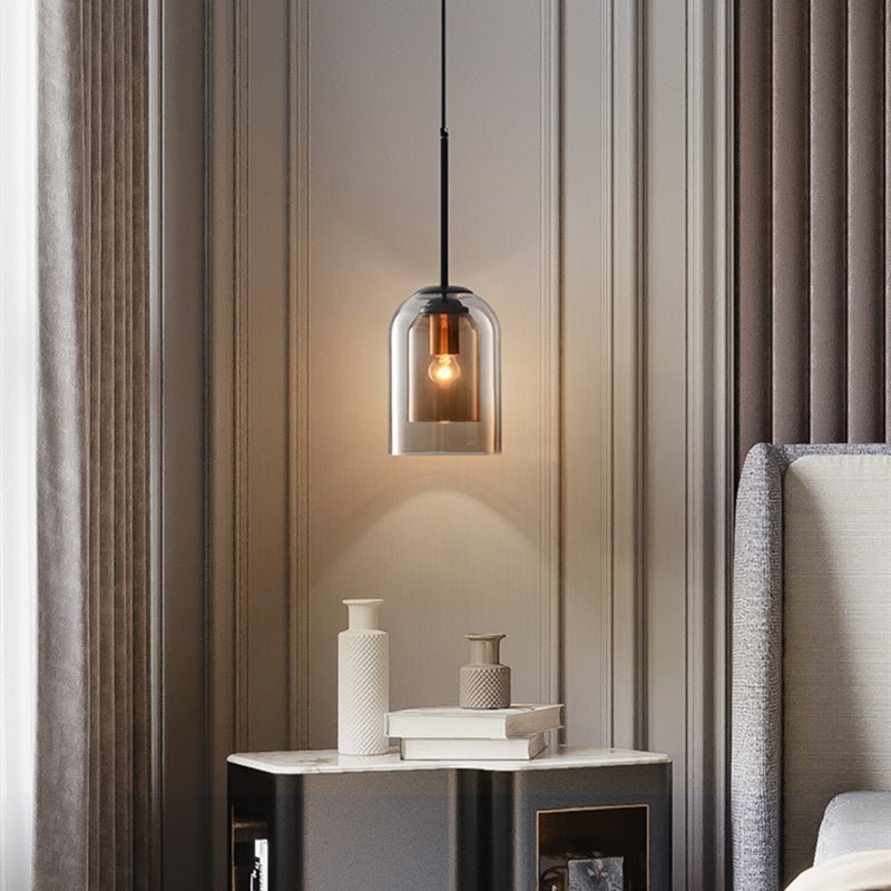 Stylish double glass pendant lamp, modern ceiling fixture with an elegant AuraGlas design.