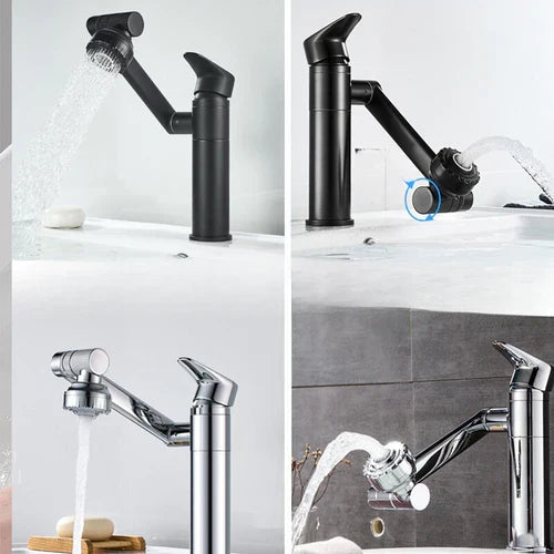 Elegant gold 1080° swivel bathroom faucet, innovative design for luxurious home improvement.
