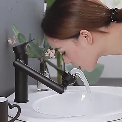 Innovative flexible faucet with 1080° swivel, enhancing water control in any modern bathroom.