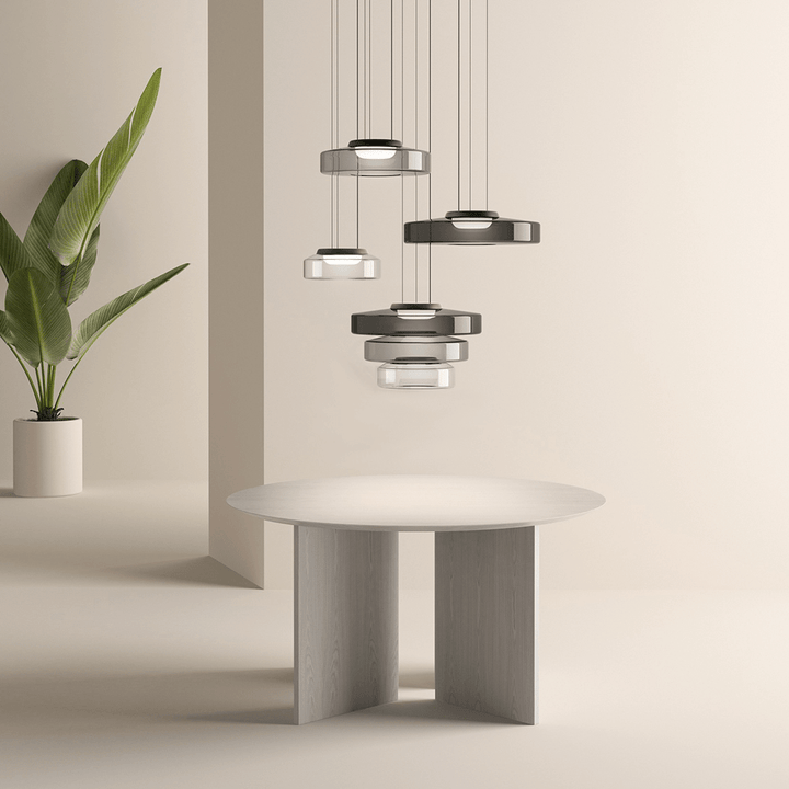 Sleek glass pendant light, Bauhaus. Perfect contemporary lighting for any modern space.