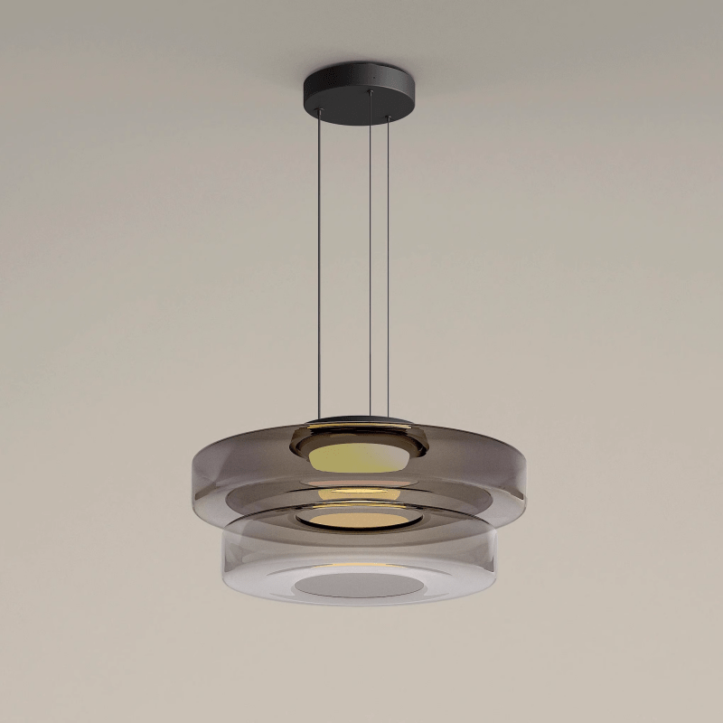 Contemporary glass pendant, AuroraSphere. Decorative LED light for a stylish home interior.