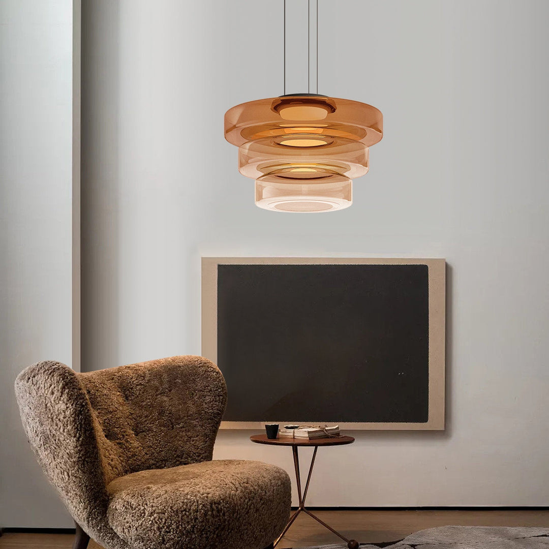 Elegant glass pendant lamp, Bauhaus style. Perfect decorative lighting for modern kitchens.