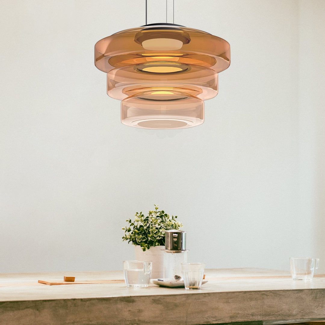 Unique AuroraSphere modern glass ceiling light. Adjustable LED pendant for living room decor.
