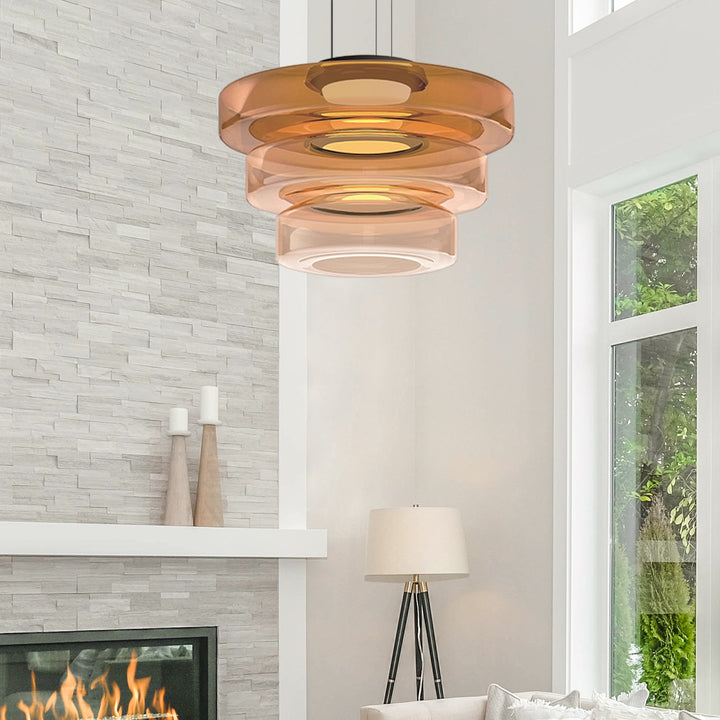Minimalist Bauhaus glass pendant. Sleek design, ideal home decor for dining areas.