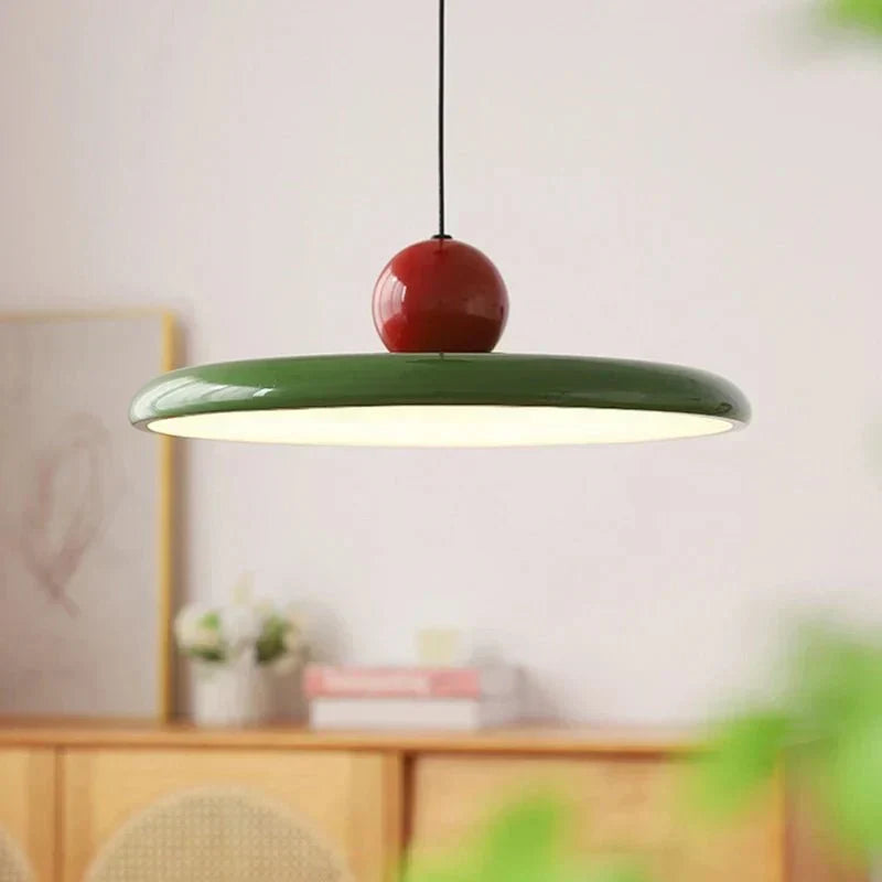 Modern Bauhaus glass pendant lamp for minimalist home decor. Elegant LED ceiling light fixture.