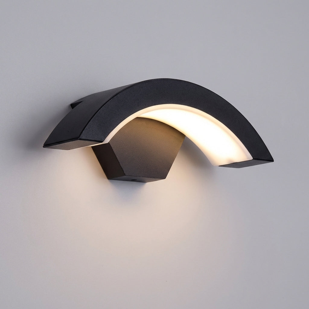 Glowwave outdoor wall mounted LED light fixture, sleek design for exterior home decor.