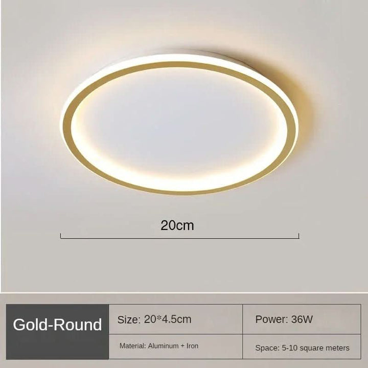 Minimalist gold Scandinavian LED ceiling light. Dimmable for perfect ambient lighting in a modern home.