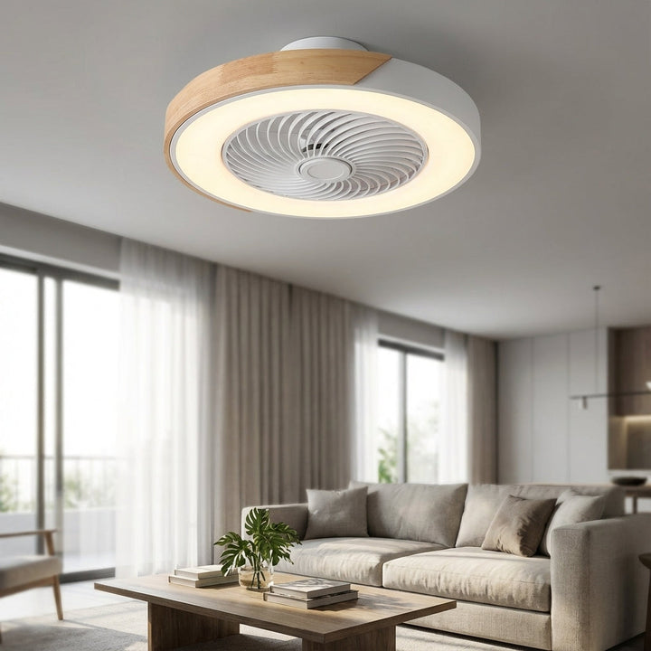 Modern Breezora LED ceiling fan fixture, quiet operation, remote control, perfect for home decor.