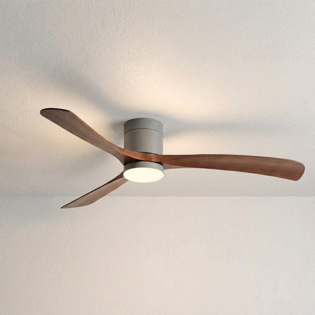 Modern ceiling fan with powerful air circulation & dimmable LED light. Perfect for any home space.