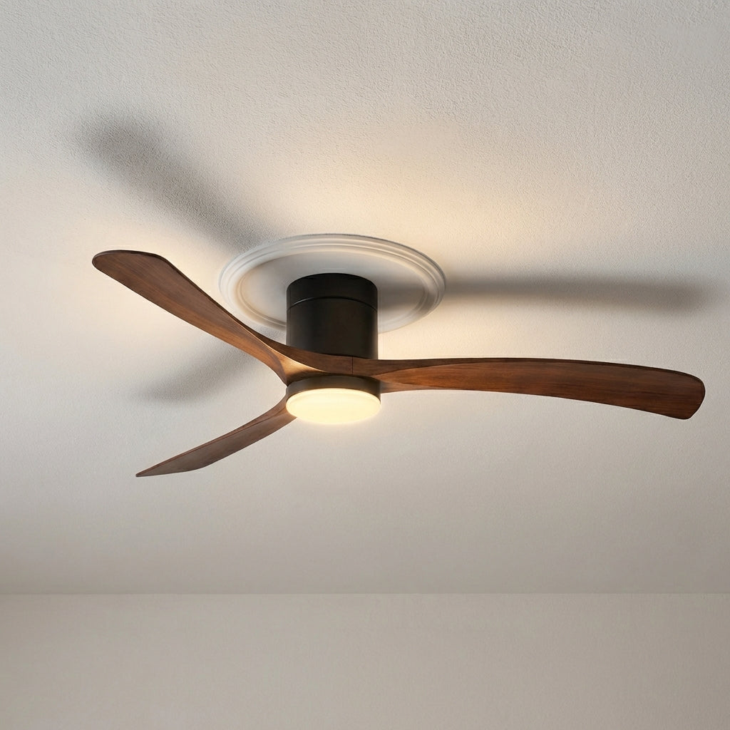 Modern ceiling fan with LED light. Provides optimal air circulation & bright lighting for indoor spaces.