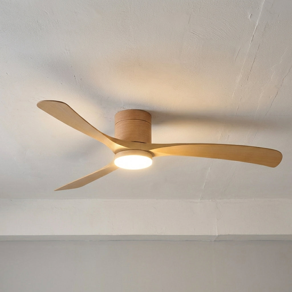 Versatile modern ceiling fan with LED light. Ideal for bedroom, living room, dining, offering comfort.