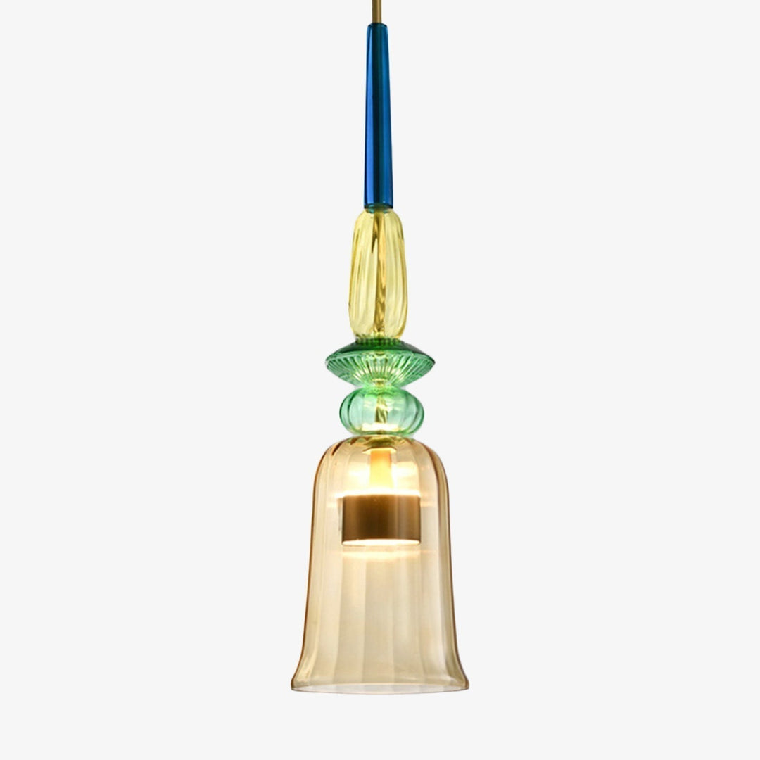 Artistic colored glass pendant ceiling lamp, modern lighting adding a stylish touch to interiors.