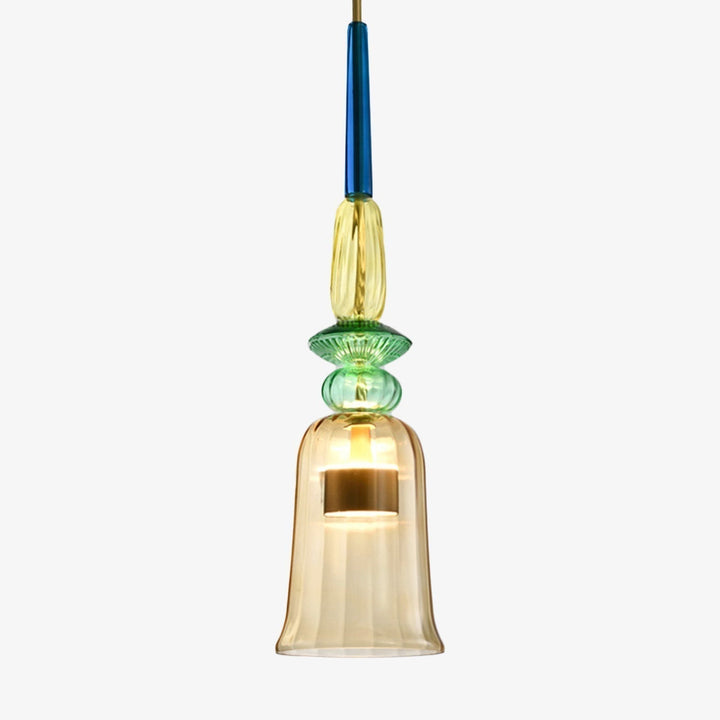 Artistic colored glass pendant ceiling lamp, modern lighting adding a stylish touch to interiors.