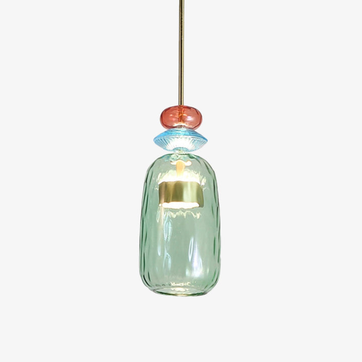 Artistic modern colored glass pendant light, adds a pop of color to any room's decor.
