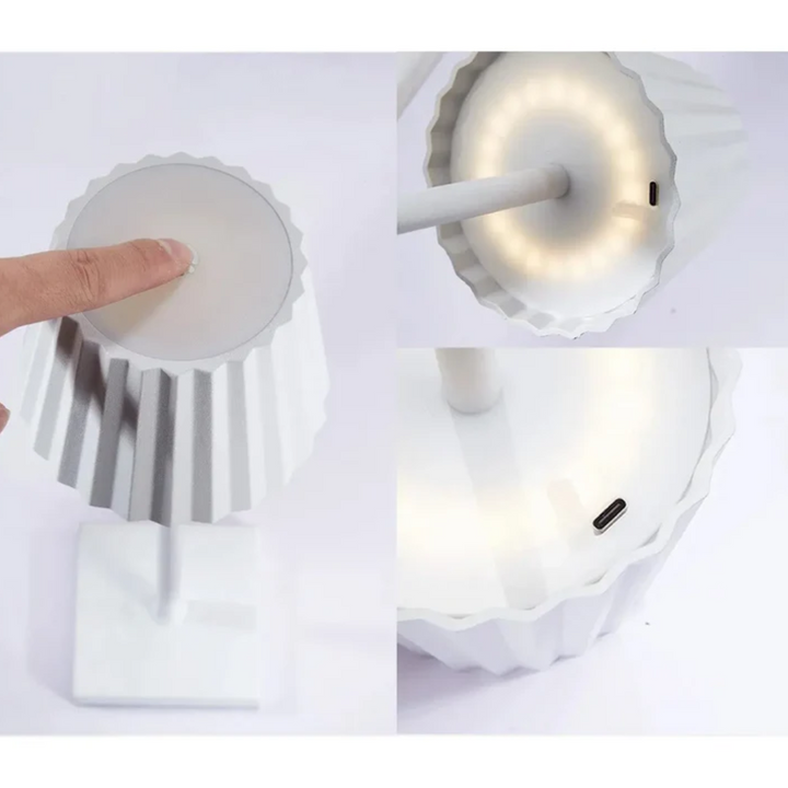 Minimalist cordless touch lamp, dimmable LED, ideal for modern home decor & portable lighting.