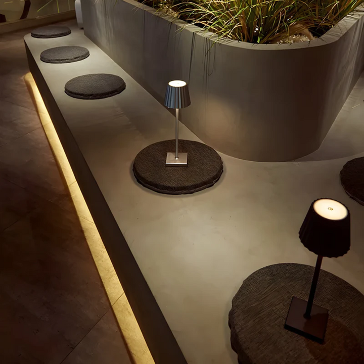 USB rechargeable cordless table lamp, dimmable touch control, portable LED lighting for any space.