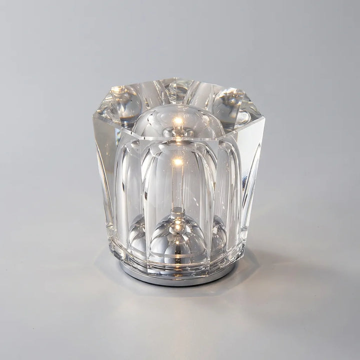 Close-up of Clarevo crystal style LED lamp, showcasing its modern design and ambient glow.
