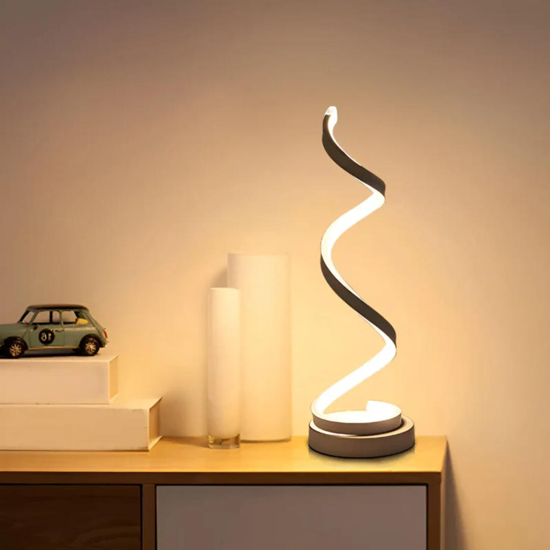 Modern dimmable LED spiral table lamp, energy-efficient desk light for home decor