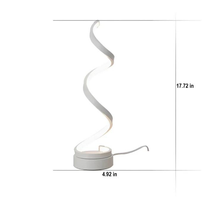 Compact dimmable LED spiral table lamp, perfect as a reading light or accent