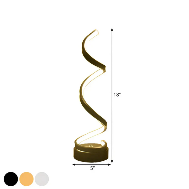 Sleek dimmable LED table lamp with unique spiral design, perfect ambient lighting