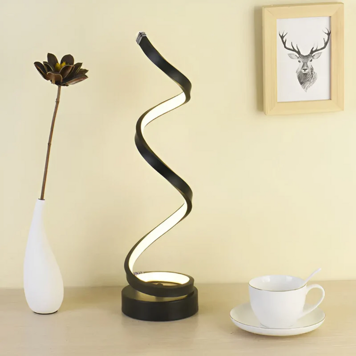 Elegant modern dimmable table lamp with soft LED spiral, ideal for home lighting