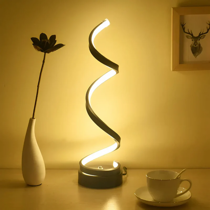 Ambient lighting with a modern twist: dimmable LED spiral table lamp for any room