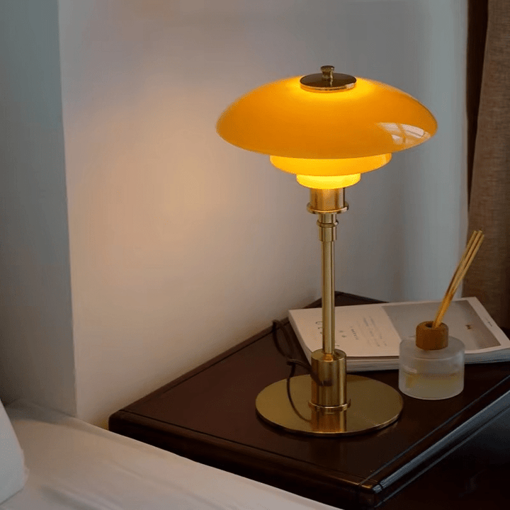 Minimalist LED Table Lamp with dimmable feature, adds warm ambient lighting to bedside decor.