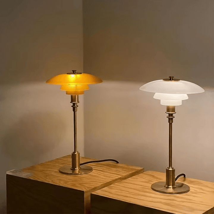 Stylish Dimmable LED Desk Lamp, sleek design enhances modern home office or living room.