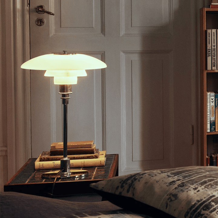 Contemporary LED Table Lamp, dimmable for versatile lighting in living room or as a reading light.