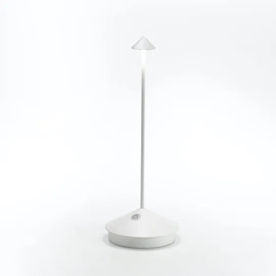 Modern dimmable LED lamp, portable, perfect for accent lighting on any indoor/outdoor table.